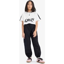 DeFacto %100 Pamuk Paraşüt Kargo Jogger Paça Pantolon Kız Çocuk E0162A825SM
