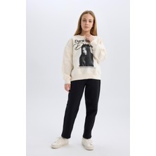 DeFacto Siyah Straight Fit Düz Kesim Beli Lastikli Pantolon Kız Çocuk D5984A824WN