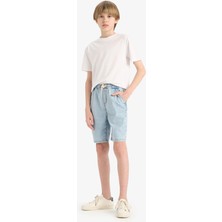 DeFacto %100 Pamuk Beli Lastikli Jean Şort Erkek Çocuk B5764A825SM