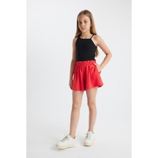 DeFacto Kız Çocuk Basic Düz Şort Kırmızı Rahat Kesim Yazlık 7 - 8 Yaş İçin Şık Seçenek