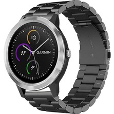 Garmin Vivoactive 3 ile Uyumlu Kordon Klasik Baklava Model Paslanmaz Çelik Metal Kayış