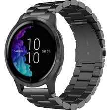 Garmin Venu ile Uyumlu Kordon Klasik Baklava Model Paslanmaz Çelik Metal Kayış