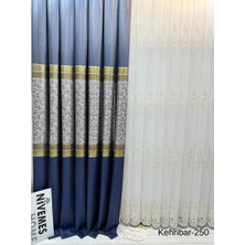 Nivemeshome Kehribar FT614162 Lacivert V-250 1/3 Sık Pileli Fon Perde Apm
