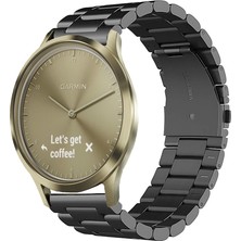 Garmin Vivomove Luxe , Style , Hr ile Uyumlu Kordon Klasik Baklava Model Paslanmaz Çelik Metal Kayış