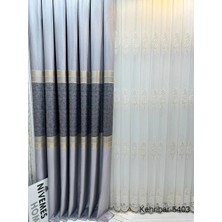 Nivemeshome Kehribar FT614162 Gri V-5403 Pano Fon Perde 1/3 Sık Pileli Perde Apm