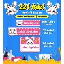 Sb Store Tavşan Okul Kreş İsim Etiketi Kalem Defter Özel İsim Yazılabilen Etiket Seti Model 1 - 224 Adet