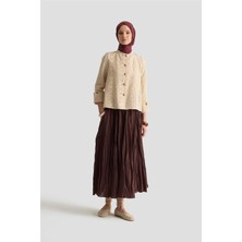 Armine Kırışık Vual Etek 25YD9180 Kızıl Kahve