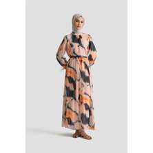 Armine Desenli Elbise 25YD4024 Mercan