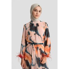Armine Desenli Elbise 25YD4024 Mercan