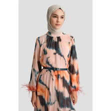 Armine Desenli Elbise 25YD4024 Mercan