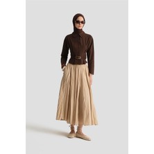 Armine Kırışık Vual Etek 25YD9180 Bej