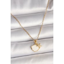 Skygo 316L Çelik Gold Renk Zincir Sallantı Beyaz Mineli Deniz Kabuğu Zirkon Taşlı Deniz Yıldızı Figür Kadın Kolye - TJ-BKO9970