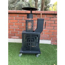 Mini Pelet Soba Izgaralı Kamp Tipi Pelet Sobası Kasalı Muhafazalı