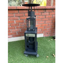 Mini Pelet Soba Izgaralı Kamp Tipi Pelet Sobası Kasalı Muhafazalı