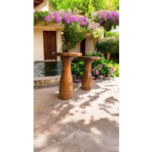 Simillo Home & Living Dekoratif Açık Ceviz 2'li Mantar Sehpa | Estetik ve Fonksiyonel