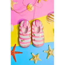 First Step Ananas Baskılı Varak Pembe Kız Çocuk Kaydırmaz Tabanlı Deniz Ayakkabısı