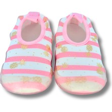 First Step Ananas Baskılı Varak Pembe Kız Çocuk Kaydırmaz Tabanlı Deniz Ayakkabısı
