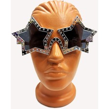 Skygo Yıldız Şekilli Parlak Metalize Parti Gözlüğü Gümüş Renk 16X7 cm