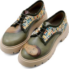 Kadın Vegan Deri Krem Günlük Ayakkabı - Painting Of A Lady Tasarım