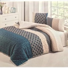Storemax Turkuaz 4 Mevsim Kapitoneli Çift Kişilik Yorgan Konulabilir Nevresim Takımı Yumuşak Dokulu Geometrik Desen