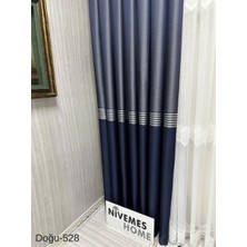 Nivemeshome  Doğu Lacivert- Gold FT671536  V-528 1/3 Sık Pileli Fon Perde Apm