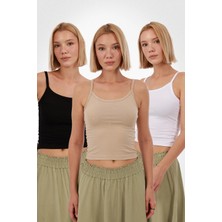 Yade Fashion Kadın Askılı Atlet 3’lü Set %95 Viskon Yumuşak Kumaş İnce Askılı Rahat Kalıp