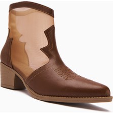 Sevala Taba Nakışlı Trasparan Detaylı Western Kadın Yazlık Bot