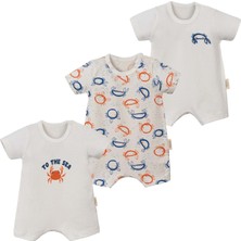 Yengeç Üçlü Kısa Tulum Set Ekru