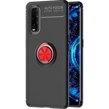 Eyesofu Oppo Find X2 Kılıf Range Yüzüklü Silikon - Siyah-Kırmızı - EYESO5876-2998