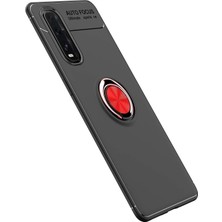 Eyesofu Oppo Find X2 Kılıf Range Yüzüklü Silikon - Siyah-Kırmızı - EYESO5876-2998