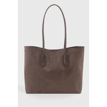 Süet Kahve El Ve Omuz Çanta  Kadın Retro Shopper Çanta 264