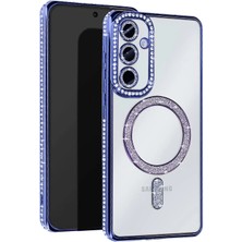 Eyesofu Samsung Galaxy S25 Kılıf Joke Simli Magneticsafe Kılıf - Mavi - EYESO1974-3976