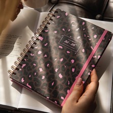 2025-2026 A5 Spiralli Renkli Akademik Ajanda 16 Aylık Motivasyon Sayfalı - Leopar