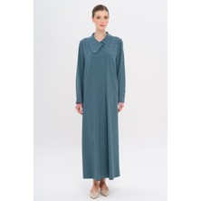 Mendil Yaka Desen ve Taş Detaylı Astarsız Büyük Beden Pardesü Mint 6714