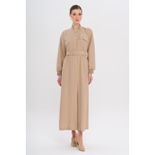 Ribana Detaylı Astarsız Modal Pardesü Bej 6744