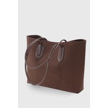 Kanvas Kahverengi Kadın El Ve Omuz Retro Shopper Çanta 264