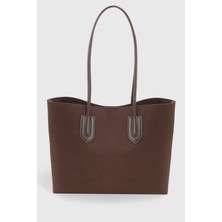 Kanvas Kahverengi Kadın El Ve Omuz Retro Shopper Çanta 264