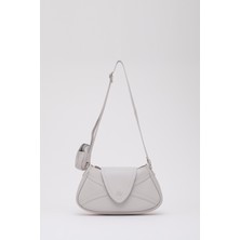 Gri Shk96 Suni Deri Tek Bölmeli Cüzdanlı Kol ve Omuz Çantası