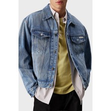 Calvin Klein % 100 Pamuk Comfort Fit Uzun Kollu Kot Ceket LV04RB794GUBE Erkek Kot Ceket LV04RB794G Ube