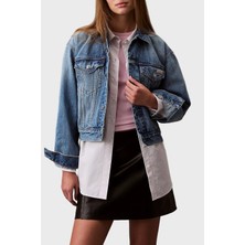 Calvin Klein Pamuklu Regular Fit Kısa Kot Ceket LV047B075GUQY Bayan Kot Ceket LV047B075G Uqy