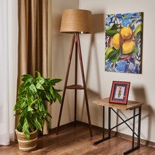 Evidea Lighting Sehpalı Tripod Lambader - Kahverengi / Ceviz - 153 cm