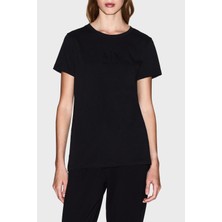 Armani Exchange Taşlı Logo Detaylı Pamuklu Regular Fit Bisiklet Yaka T Shirt Bayan T Shirt XW001459 AF10356 UC001