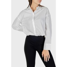 Armani Exchange Jakarlı Logo Baskılı Pamuklu Regular Fit Kent Yaka Gömlek Bayan Gömlek XW001424 AF16631 U0002