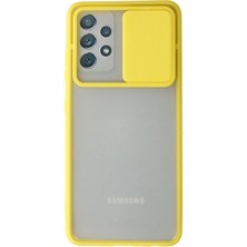 Eyesofu Samsung Galaxy A72 Kılıf Palm Buzlu Kamera Sürgülü Silikon - Sarı - EYESO6425-9470