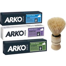 Arko Traş Kremi Seti Traş Ahşap Saplı Fırça 4 Set