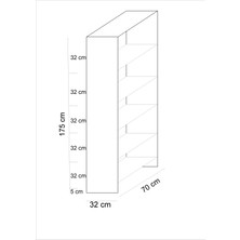 lilyum 2 Kapaklı 5 Katlı Çok Amaçlı / Elbise Dolabı / Saklama Dolabı 70 Lilyum