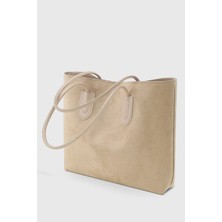 Süet Krem Kadın Retro Shopper El Ve Omuz Çanta 264