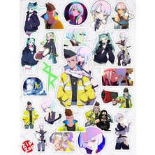 Zipzap Cyberpunk Edgerunners Anime Telefon Laptop Bullet Journal Yapışkanlı Folyo Sticker Paketi
