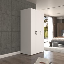 Ugi 3 Kapaklı Beyaz Elbise Dolabı / Toparlayıcı / Çok Amaçlı Dolap 90
