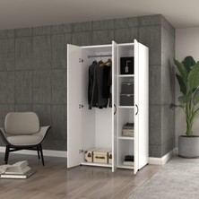 Ugi 3 Kapaklı Beyaz Elbise Dolabı / Toparlayıcı / Çok Amaçlı Dolap 90